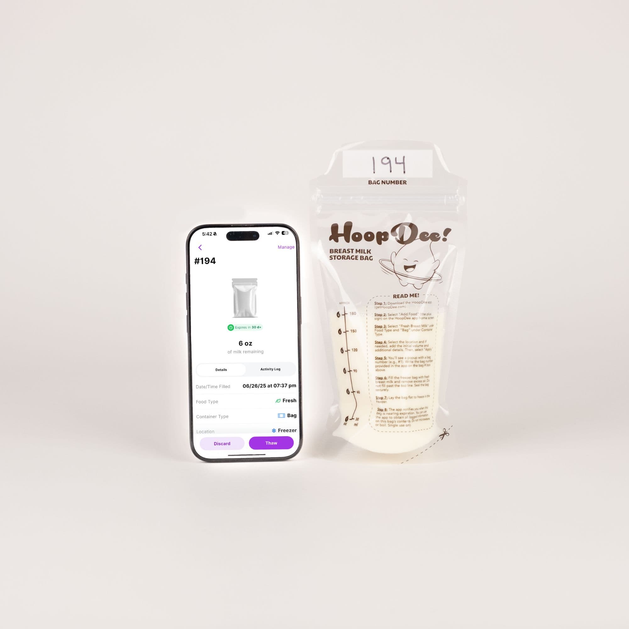 HoopDee Breast Milk Storage Freezer Bags (180ml | 100-Count Box)