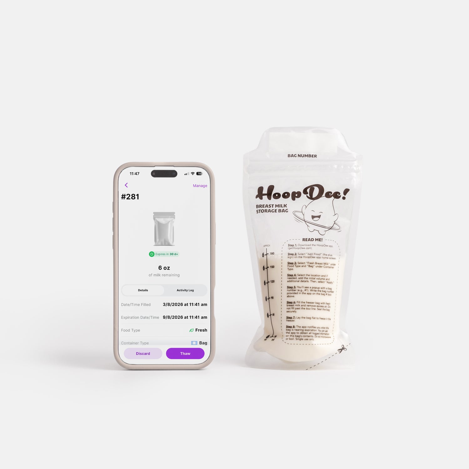 HoopDee Breast Milk Storage Freezer Bags (180ml | 100-Count Box)