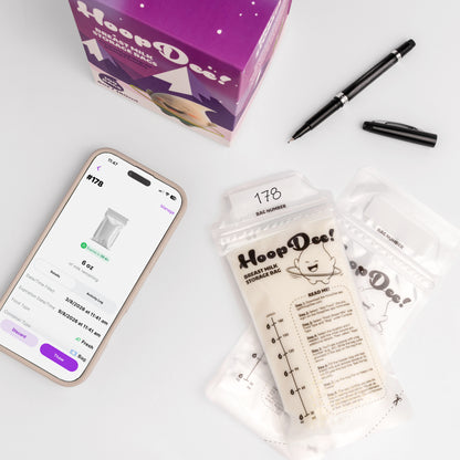 HoopDee Breast Milk Storage Freezer Bags (180ml | 100-Count Box)